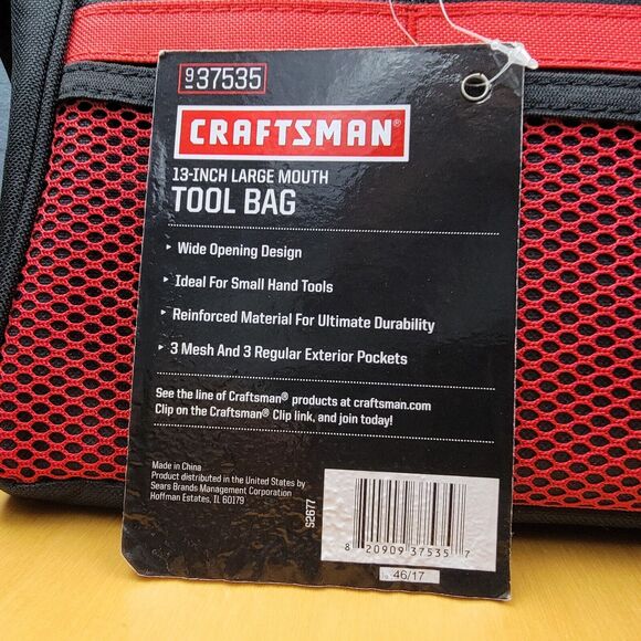 Craftsman Large Mouth 13 inch 6 Pockets Durable Tool Bag for Small Tools 513100 - Picture 7 of 16